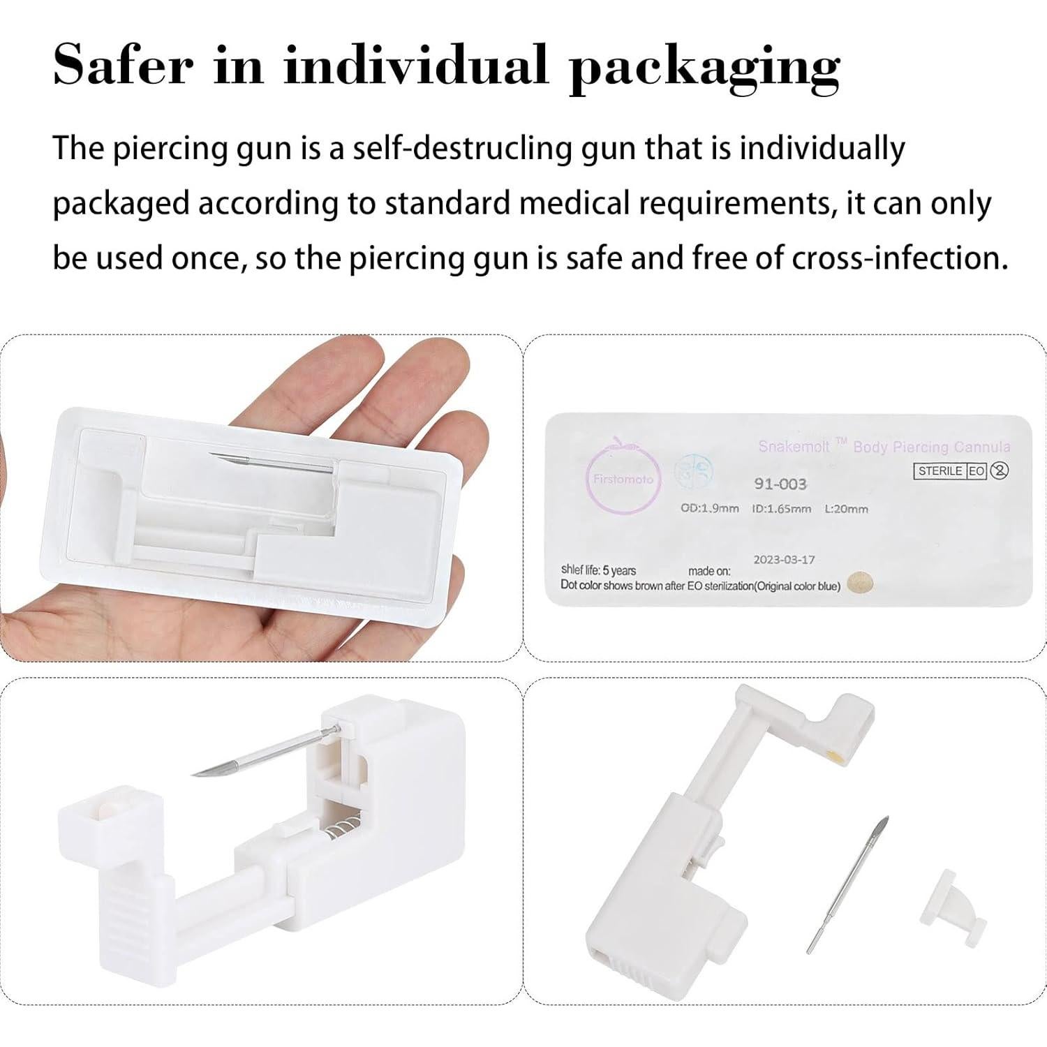 Pistola de Perforación Desechable YOFANST Titanio G23 Indolora