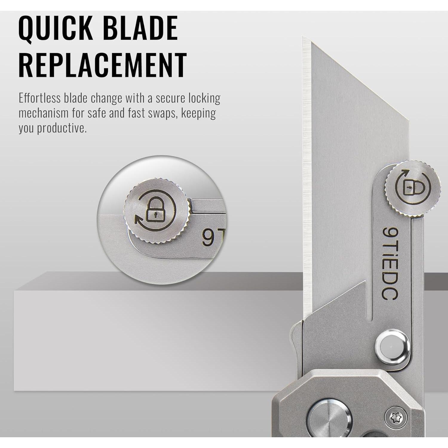 Cuchillo Utilitario Plegable 9TiEDC Titanio 8.79cm con 10 Cuchillas