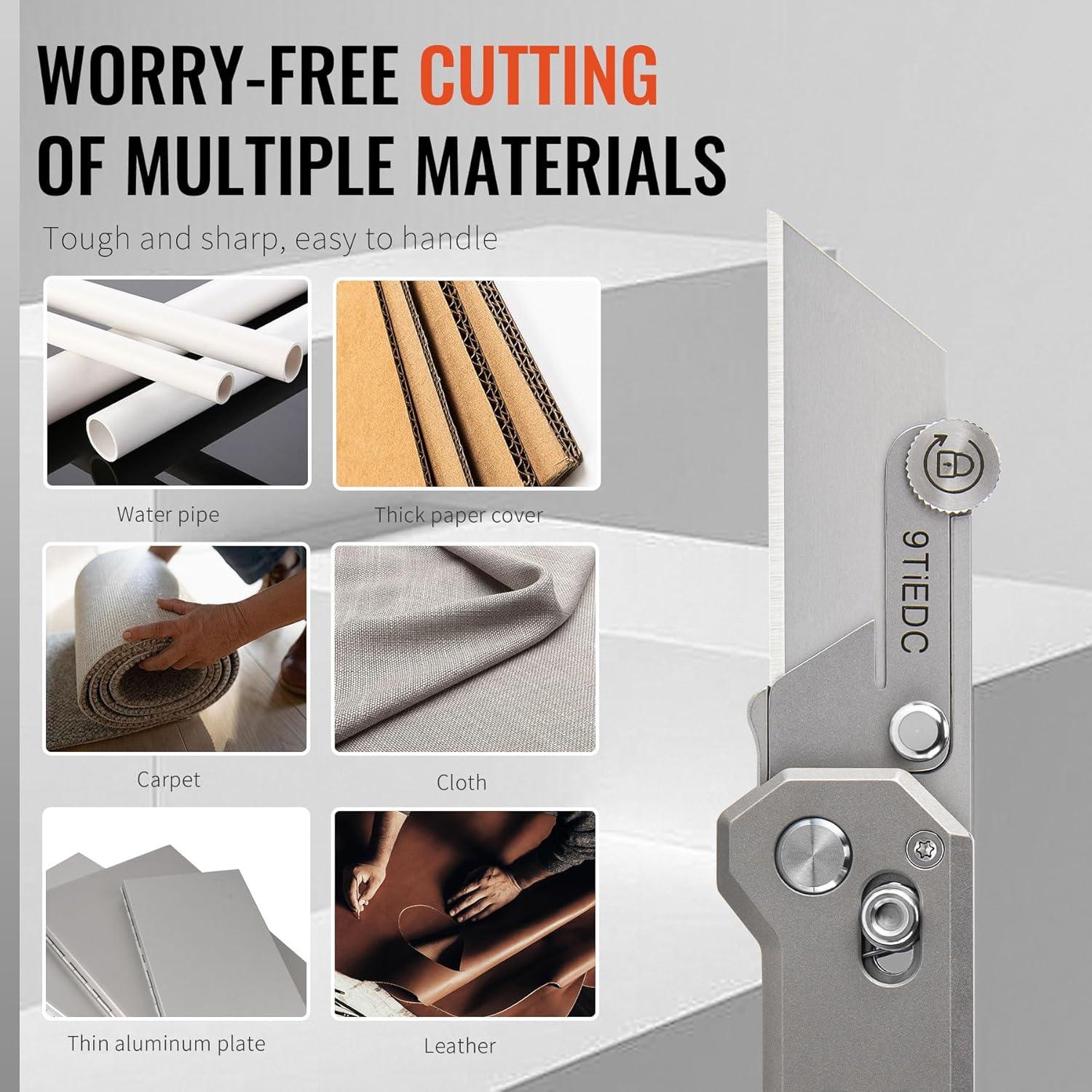 Cuchillo Utilitario Plegable 9TiEDC Titanio 8.79cm con 10 Cuchillas