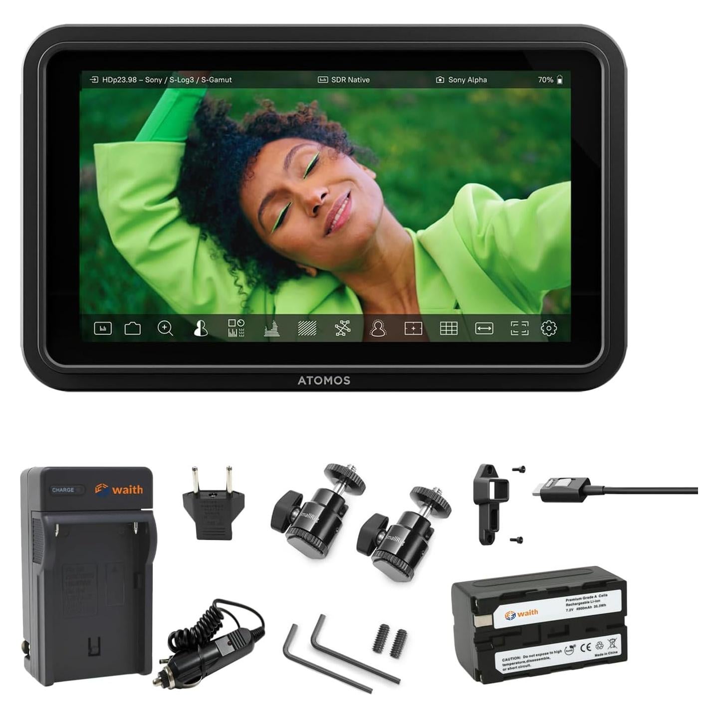 Monitor HDMI HDR Atomos Shinobi II 5.2" con Batería y Cargador