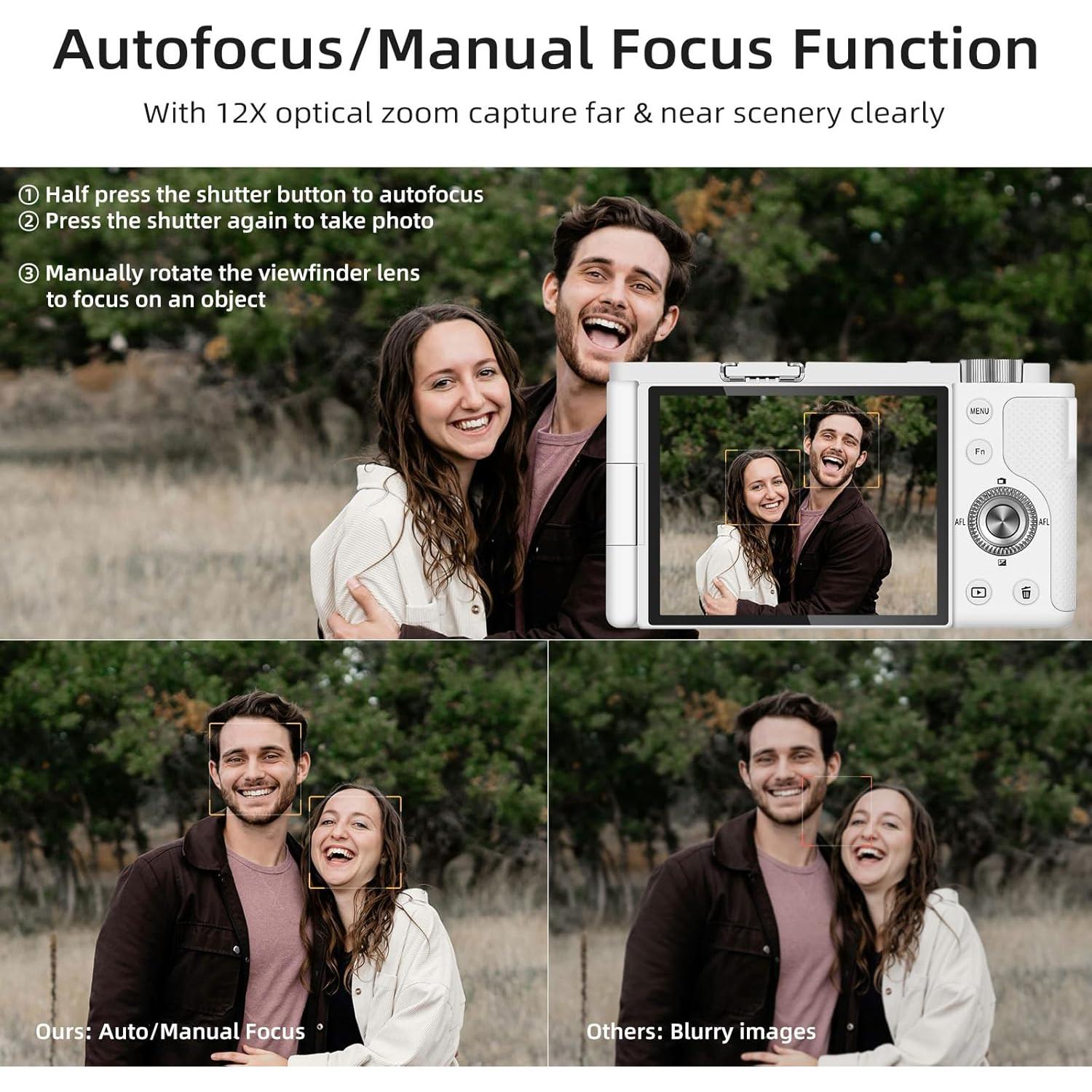 Cámara Digital ORDRO G730 5K 64MP 12X Zoom Óptico Blanca