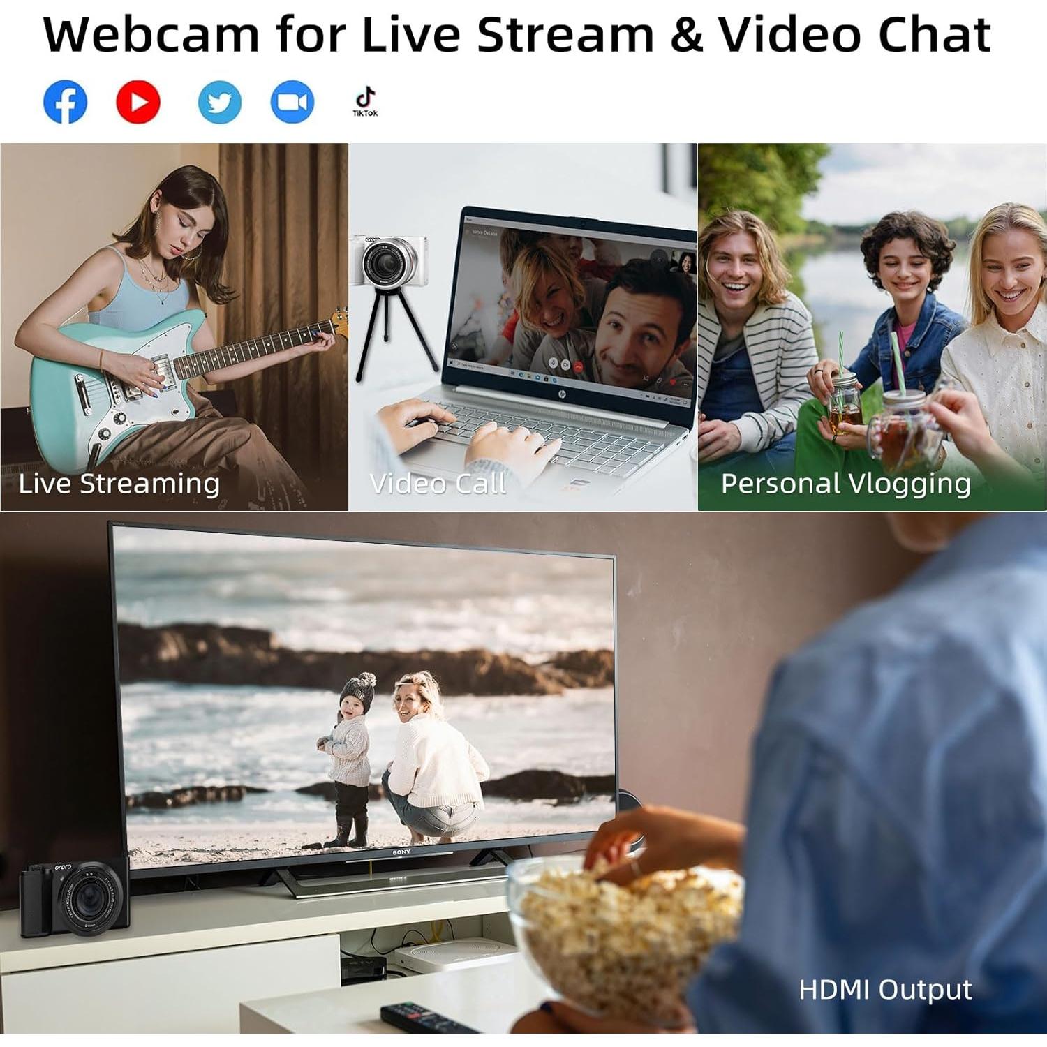 Cámara Digital ORDRO G730 5K 64MP 12X Zoom Óptico Blanca