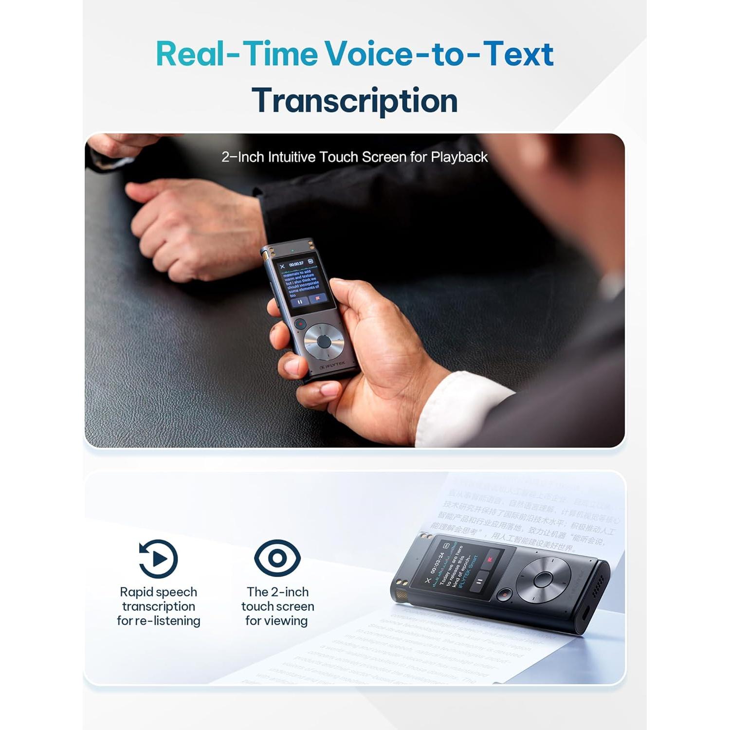 Grabadora de Voz Digital iFLYTEK 302Pro AI con Transcripción 5 Idiomas