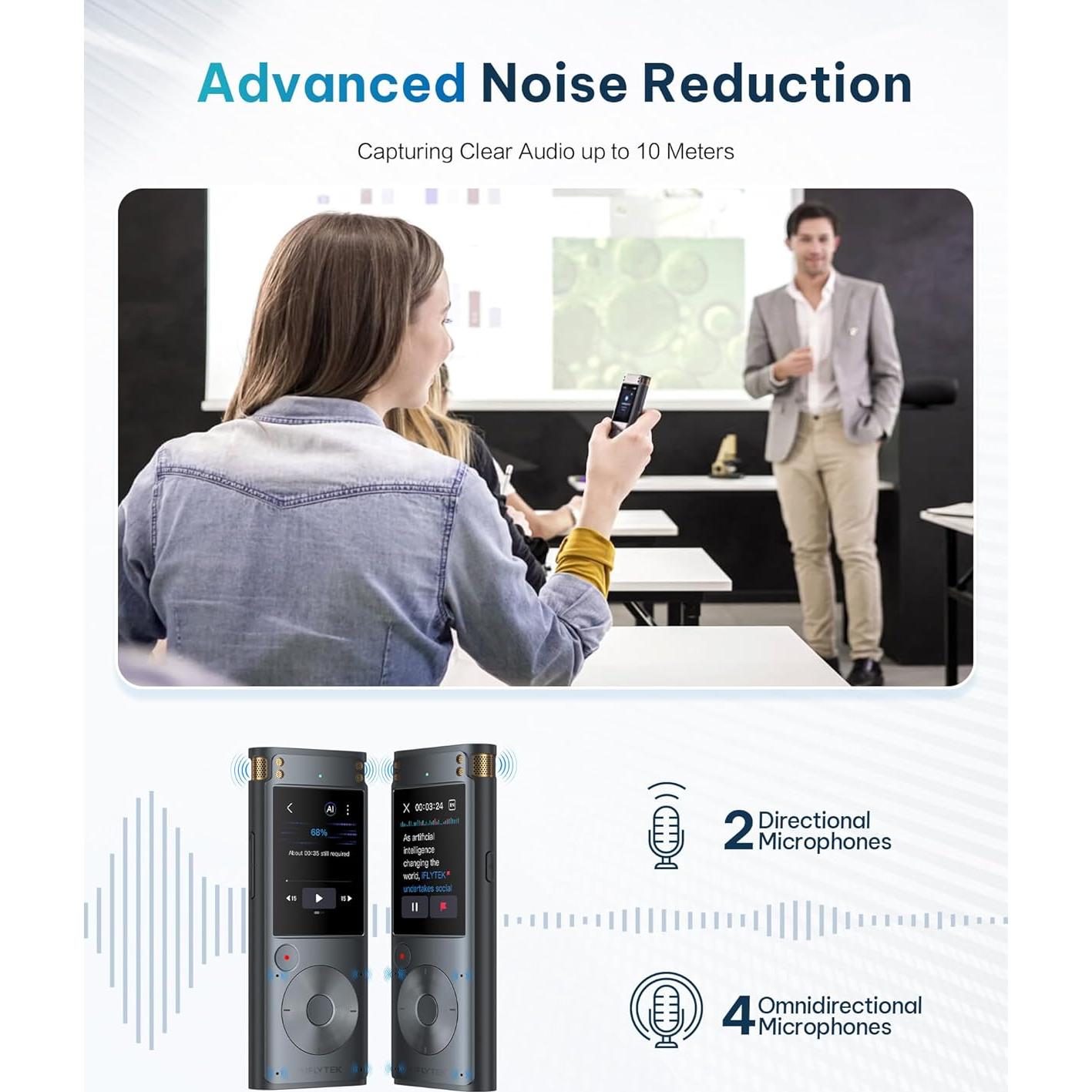 Grabadora de Voz Digital iFLYTEK 302Pro AI con Transcripción 5 Idiomas