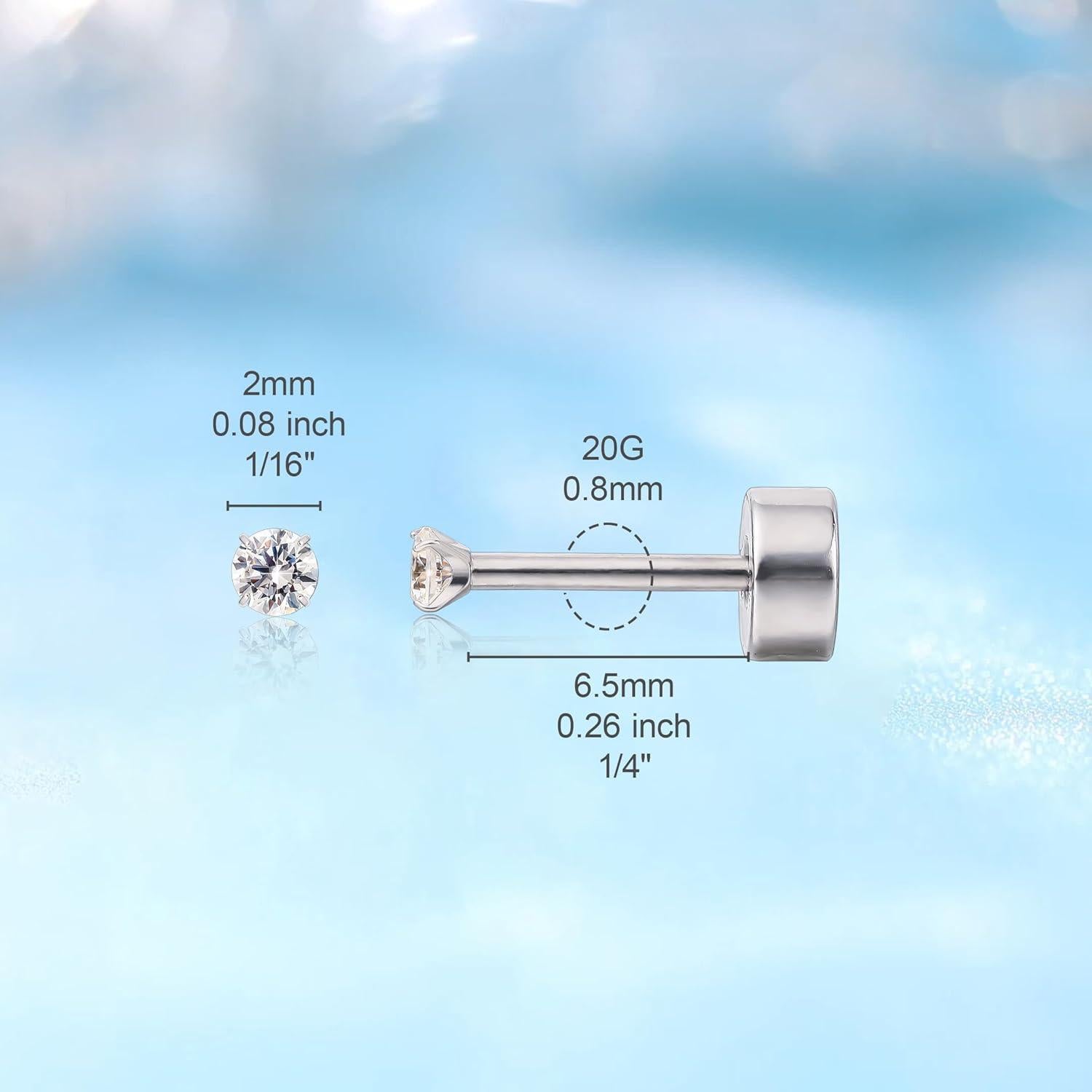 Pendientes de Titanio Hipoalergénicos Limerencia 20G 6mm