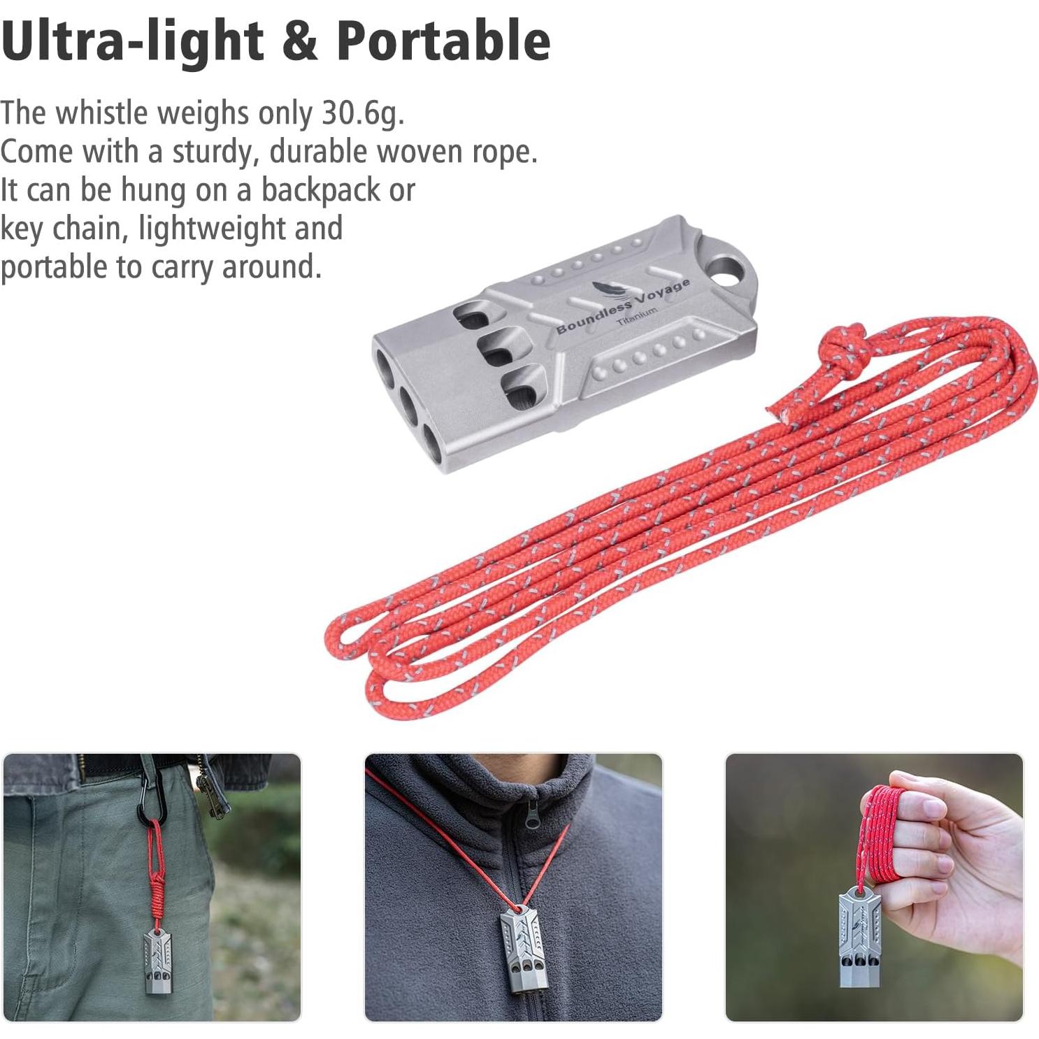 Silbato de Titanio Boundless Voyage Ti9022O 120dB Portátil