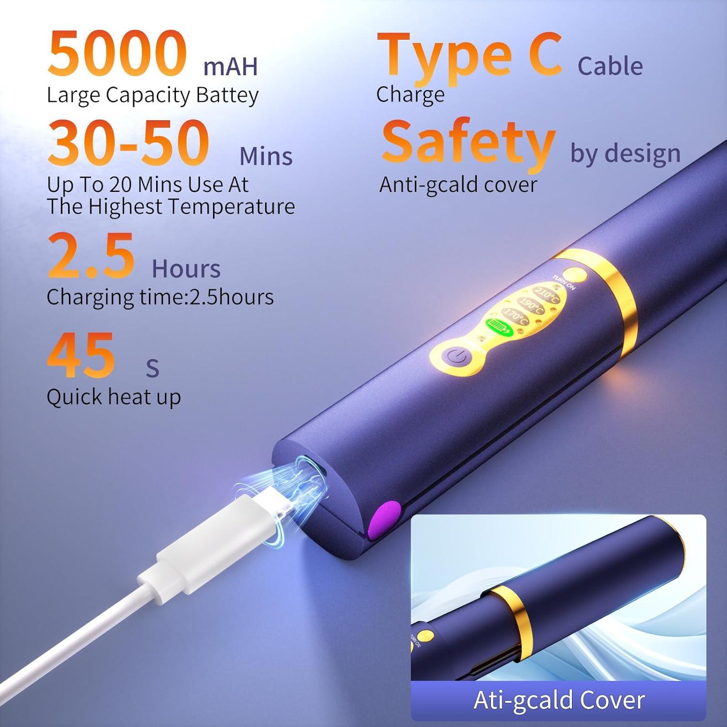 Plancha de Pelo Inalámbrica OBEST 2 en 1 con Tapa de Seguridad
