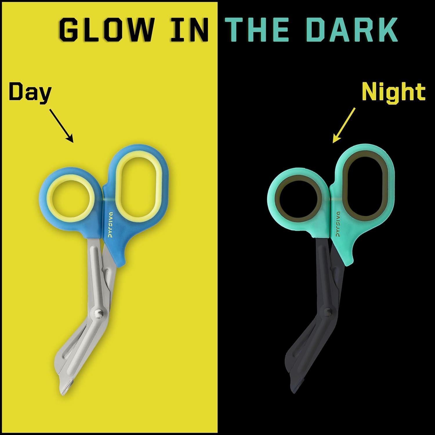Glow in the Dark Trauma Shears – 7.5" Titanium-Coated Stainless Steel Bandage Scissors for Nurses, EMTs & Doctors | Professional Medical Shears for First Responders & Wound Care