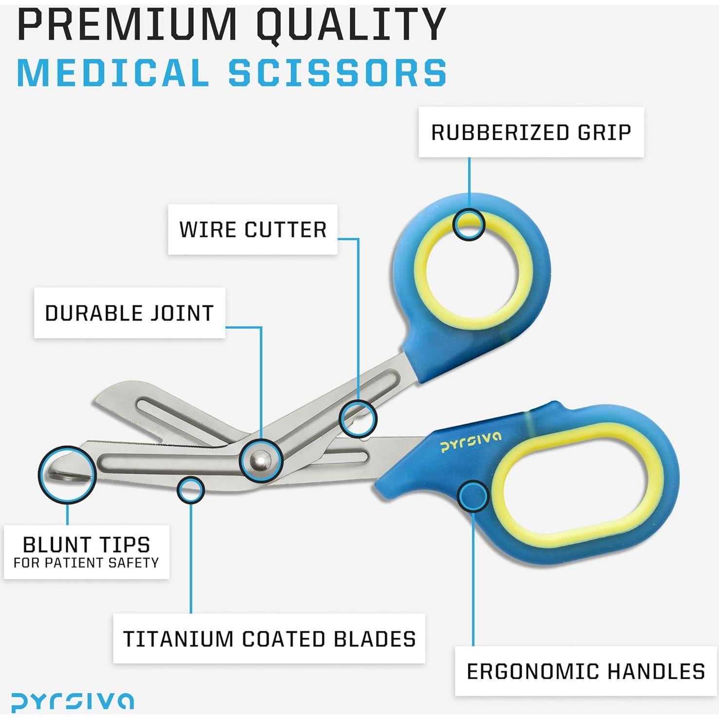 Glow in the Dark Trauma Shears – 7.5" Titanium-Coated Stainless Steel Bandage Scissors for Nurses, EMTs & Doctors | Professional Medical Shears for First Responders & Wound Care