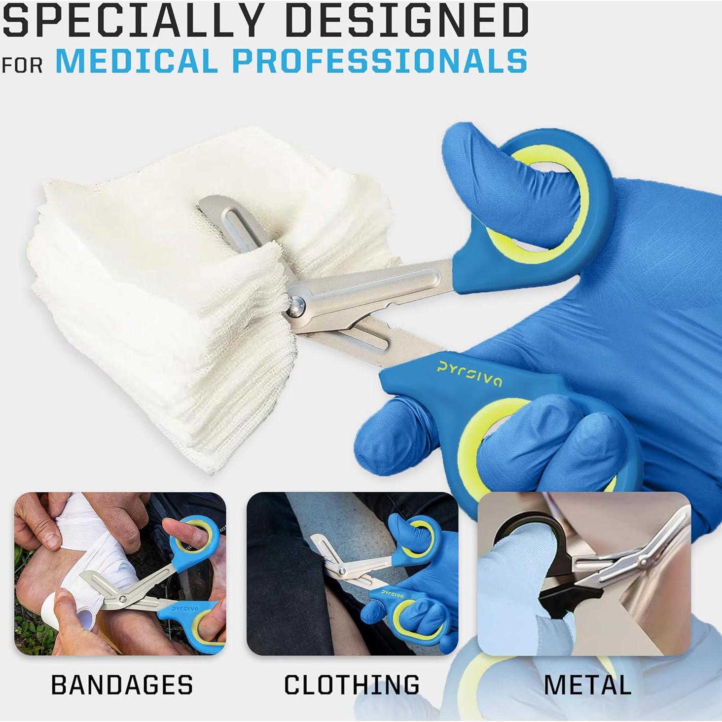 Glow in the Dark Trauma Shears – 7.5" Titanium-Coated Stainless Steel Bandage Scissors for Nurses, EMTs & Doctors | Professional Medical Shears for First Responders & Wound Care