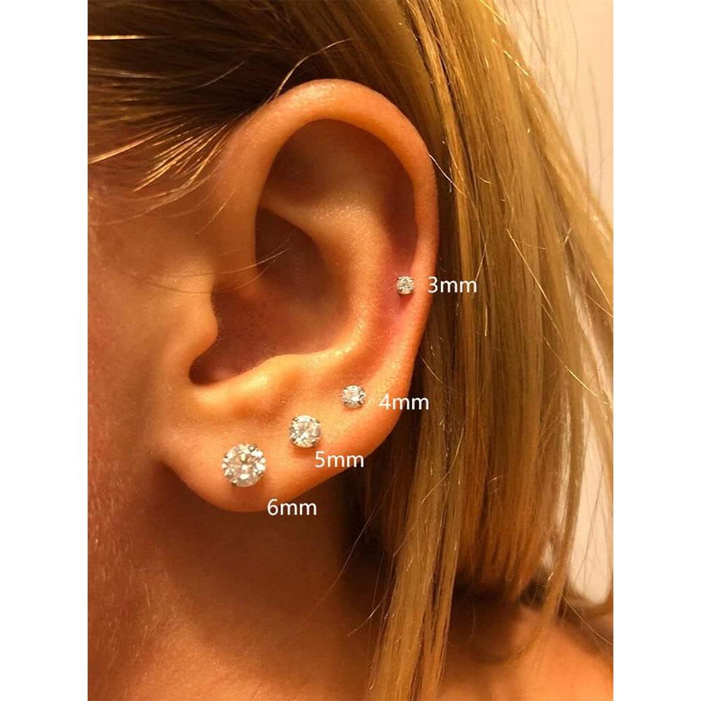 Pendientes de Stud Hipoalergénicos Renkovte 4mm CZ Negros