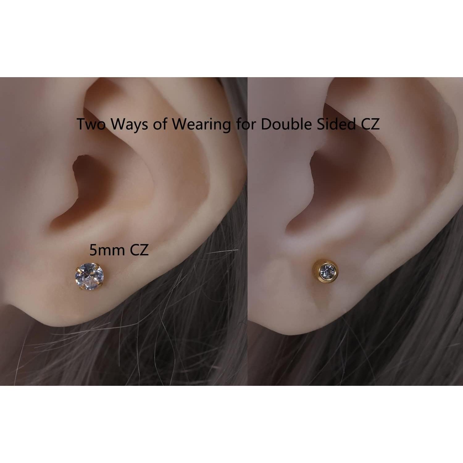 Pendientes de Stud Hipoalergénicos Titanio 20G 3-6mm JLongo