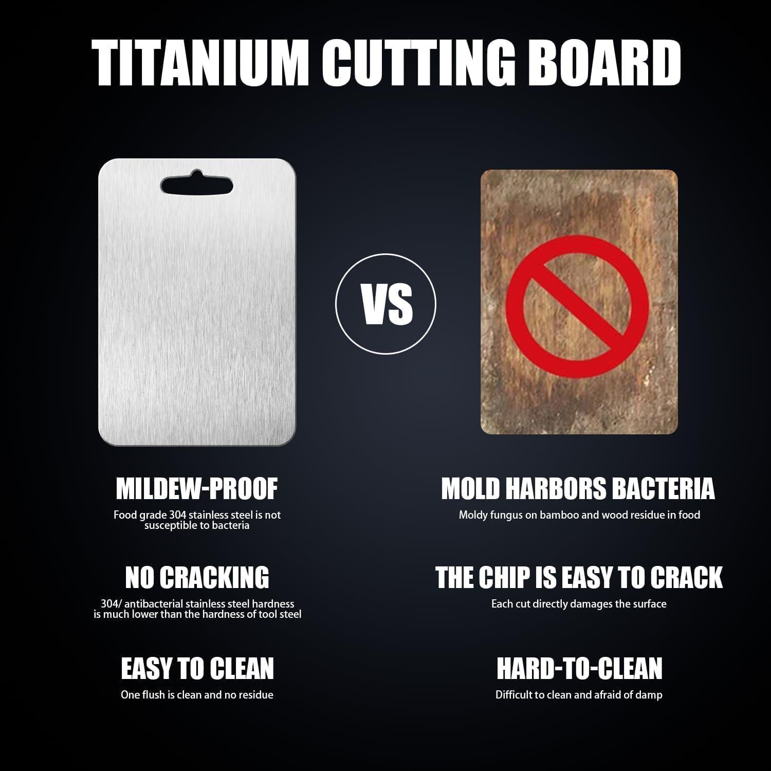 Titanium Cutting Board - 100% Pure Titanium Cutting Boards for Kitchen - Cutting Edge Hygiene & Durability, 1 Pack Double Sided Medical-grade Cutting Mat, Easy to Clean (12"L x 9"W)