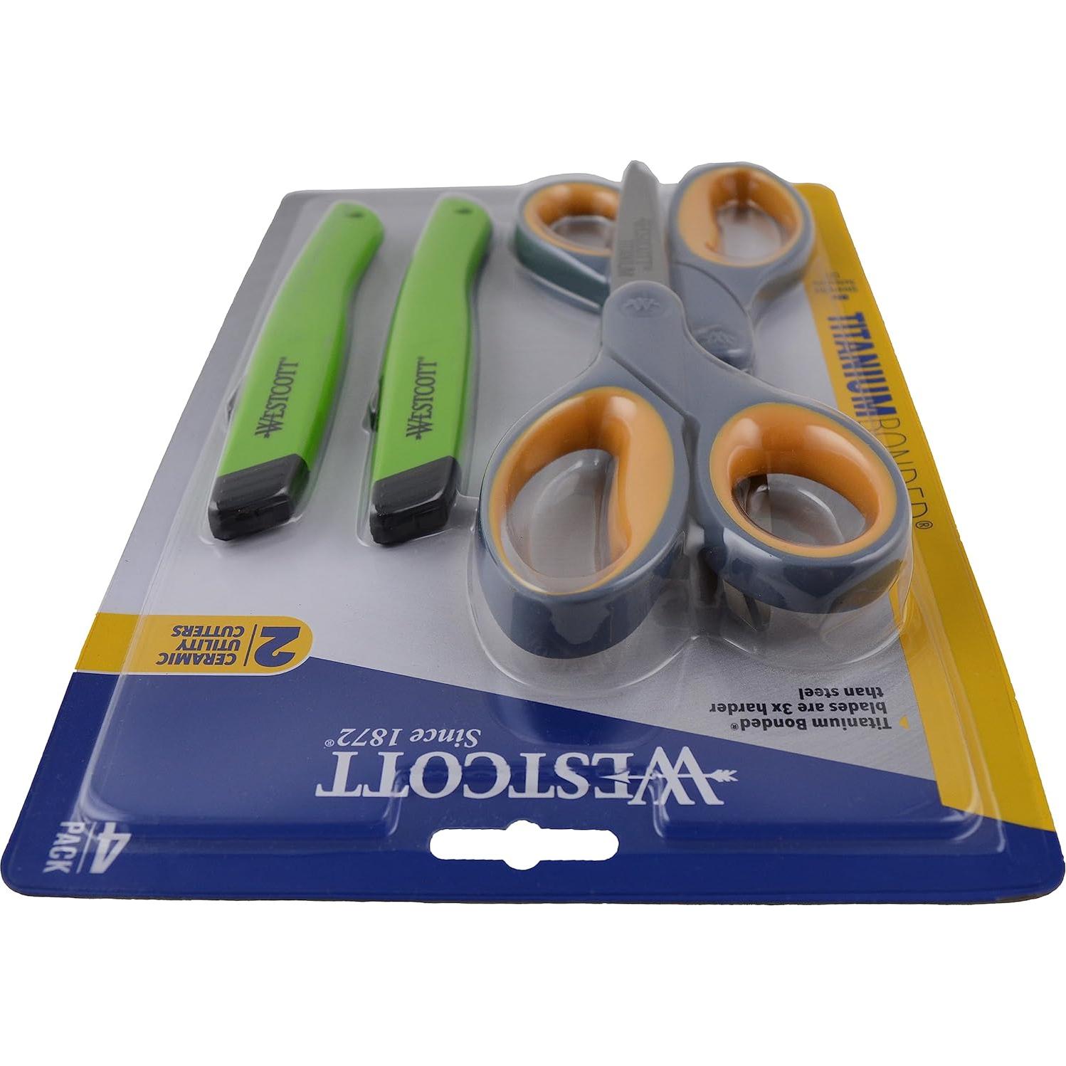 Tijeras Westcott 20.32 cm Titanio + Cortador Cerámica 4 Pzas