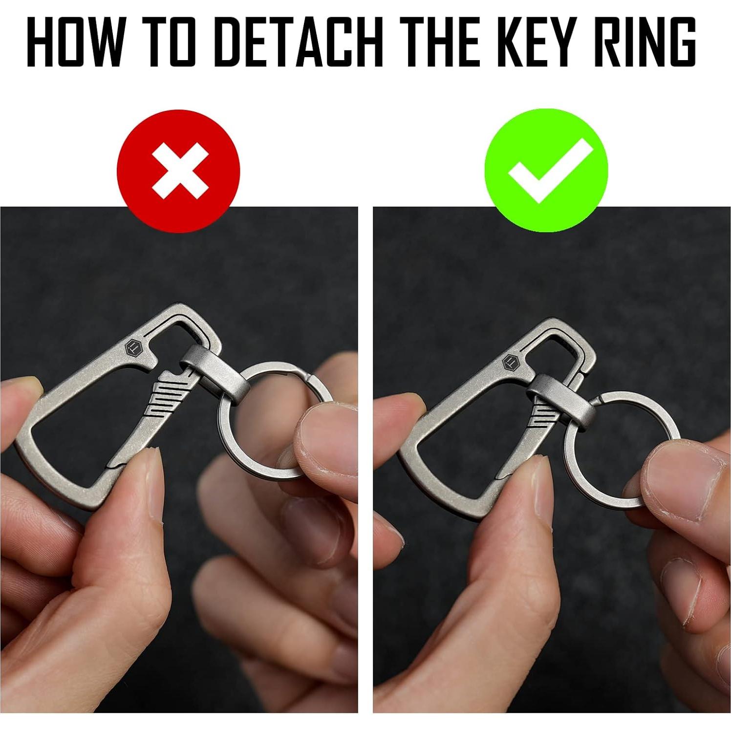 Clip de Llavero de Titanio KeyUnity KM04, Mosquetón EDC 76mm