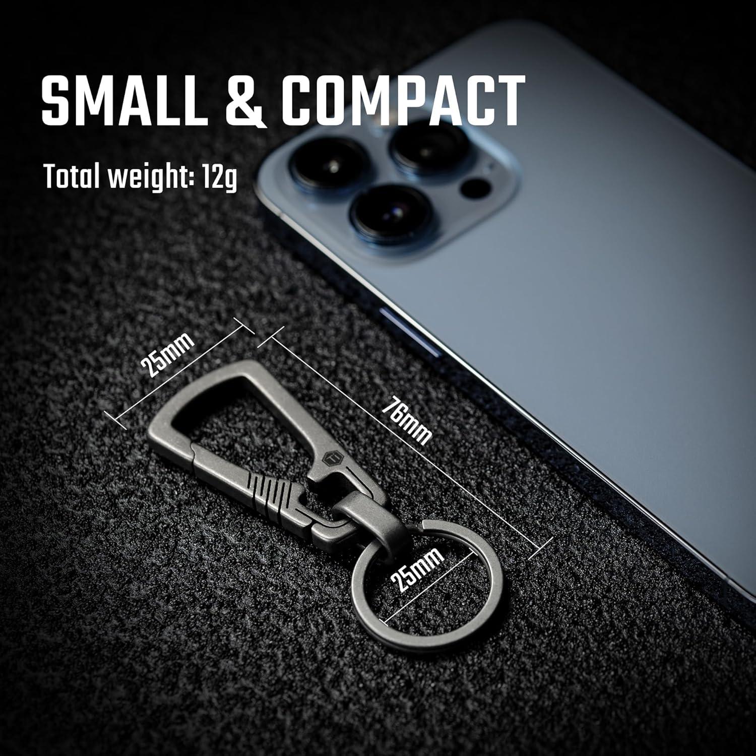 Clip de Llavero de Titanio KeyUnity KM04, Mosquetón EDC 76mm