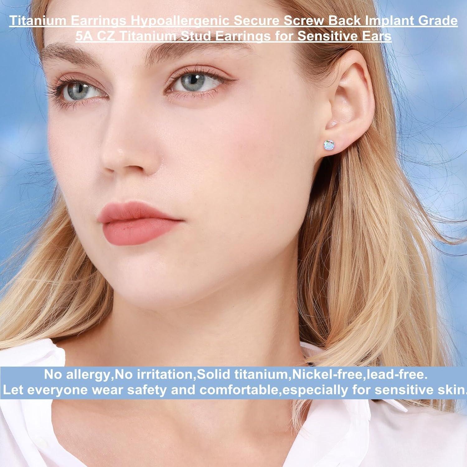 Pendientes de Titanio Hipoalergénicos 5mm con Cierre de Tornillo