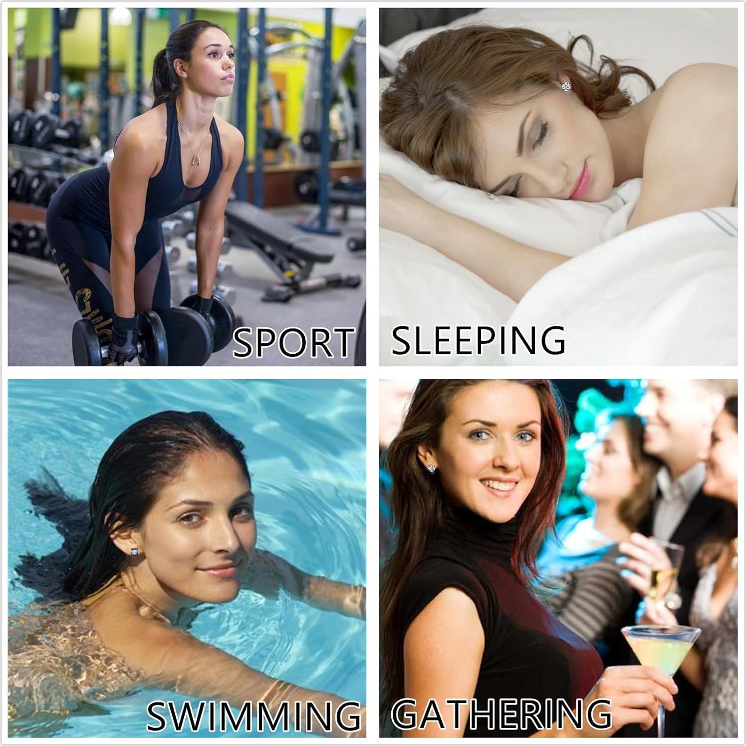 Pendientes Hopply 4 Pares Acero Inoxidable 6mm Zirconia Cubica