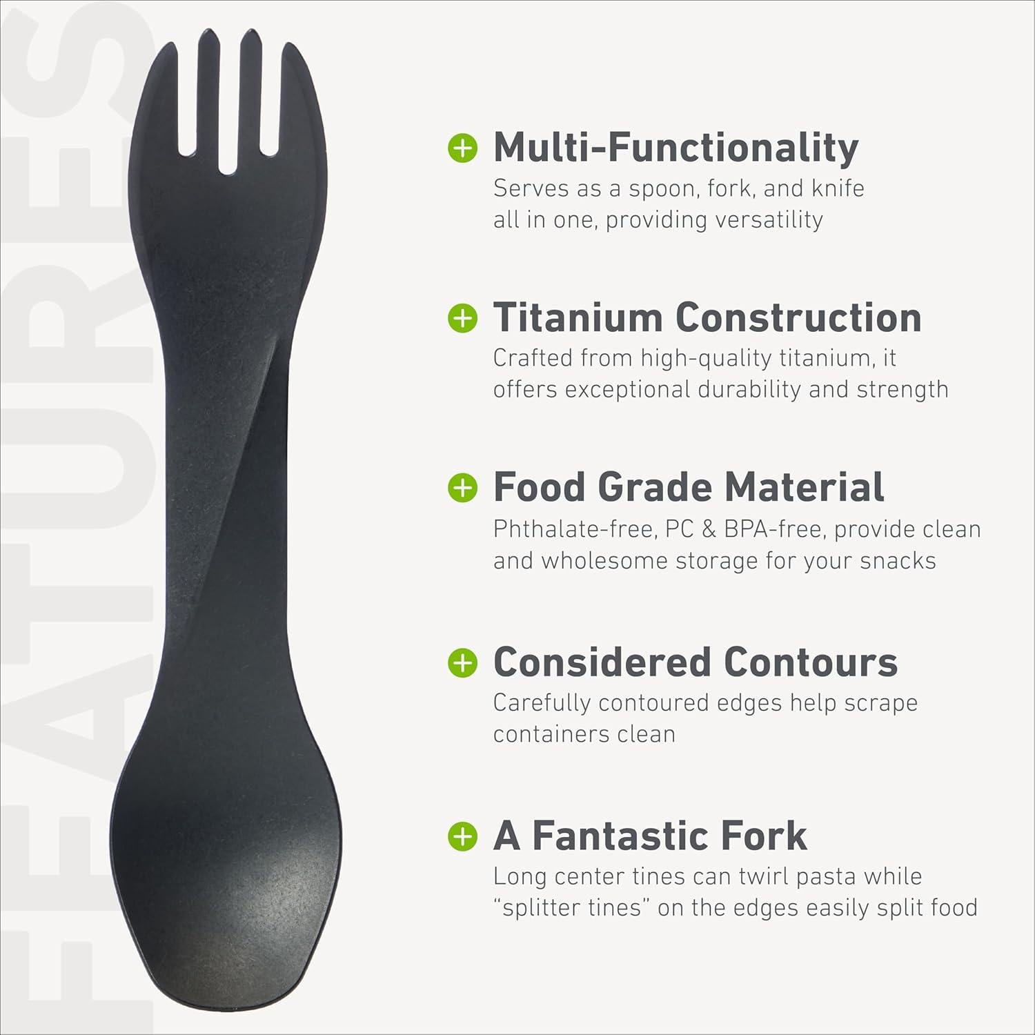 Utensilio de Viaje humangear GoBites Uno Titanio Negro 24.9g