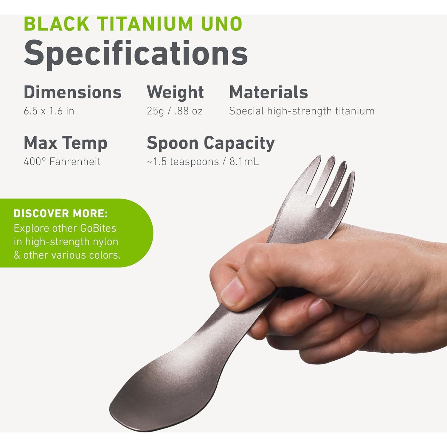 Utensilio de Viaje humangear GoBites Uno Titanio Negro 24.9g