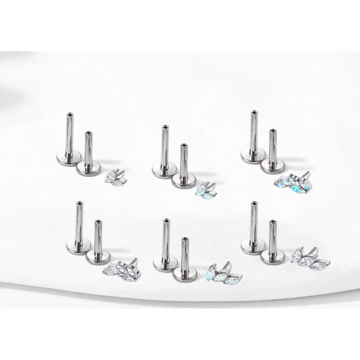 Pendientes de Titanio G23 16G 1.2mm Sin Rosca para Piercing