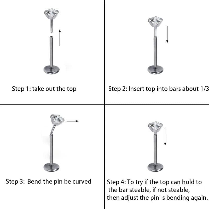 Pendientes de Titanio G23 16G 1.2mm Sin Rosca para Piercing