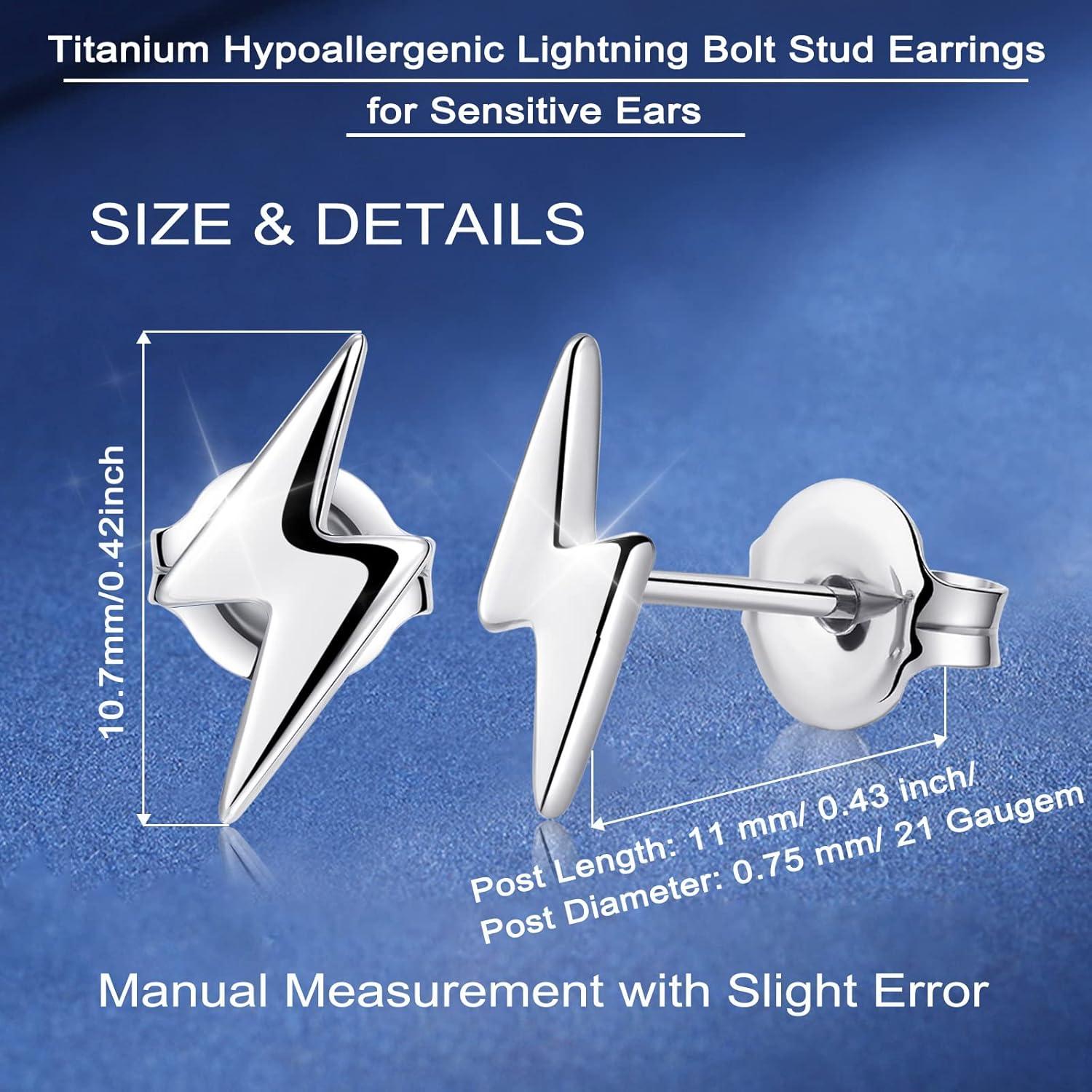 Pendientes de Stud de Titanio Hipoalergénicos para Mujeres - Rayo