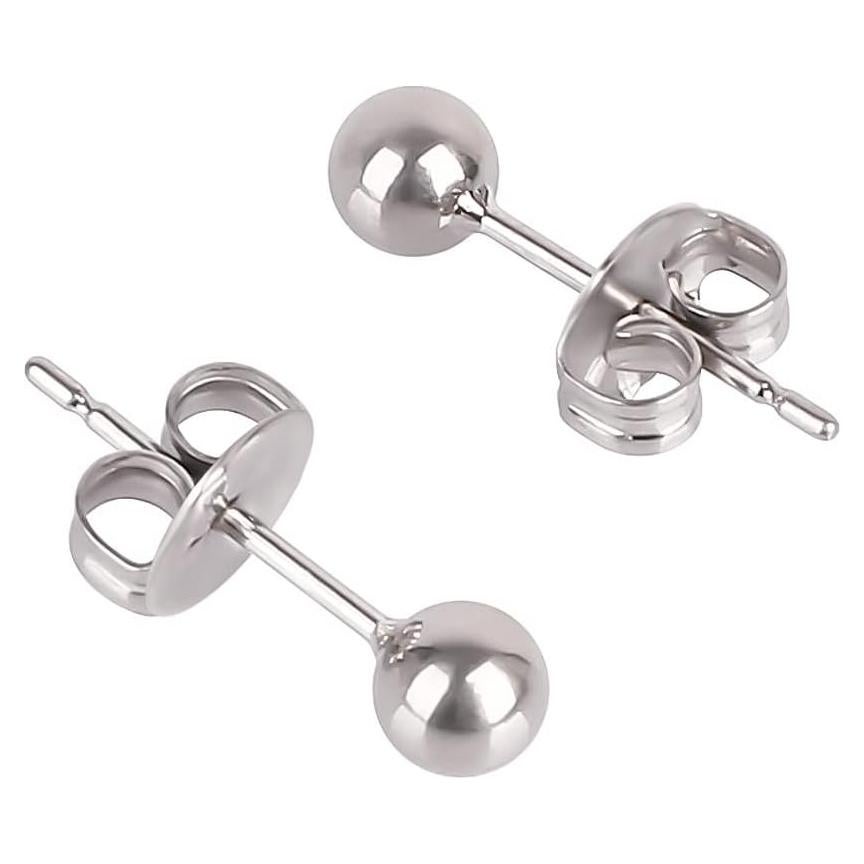 Pendientes de perno hipoalergénicos Titanio Huatiyu 4mm Gris