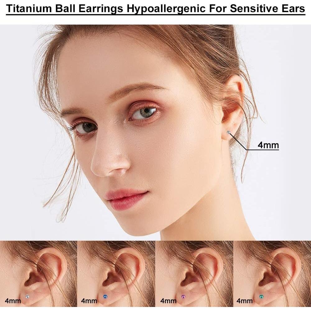 Pendientes de perno hipoalergénicos Titanio Huatiyu 4mm Gris