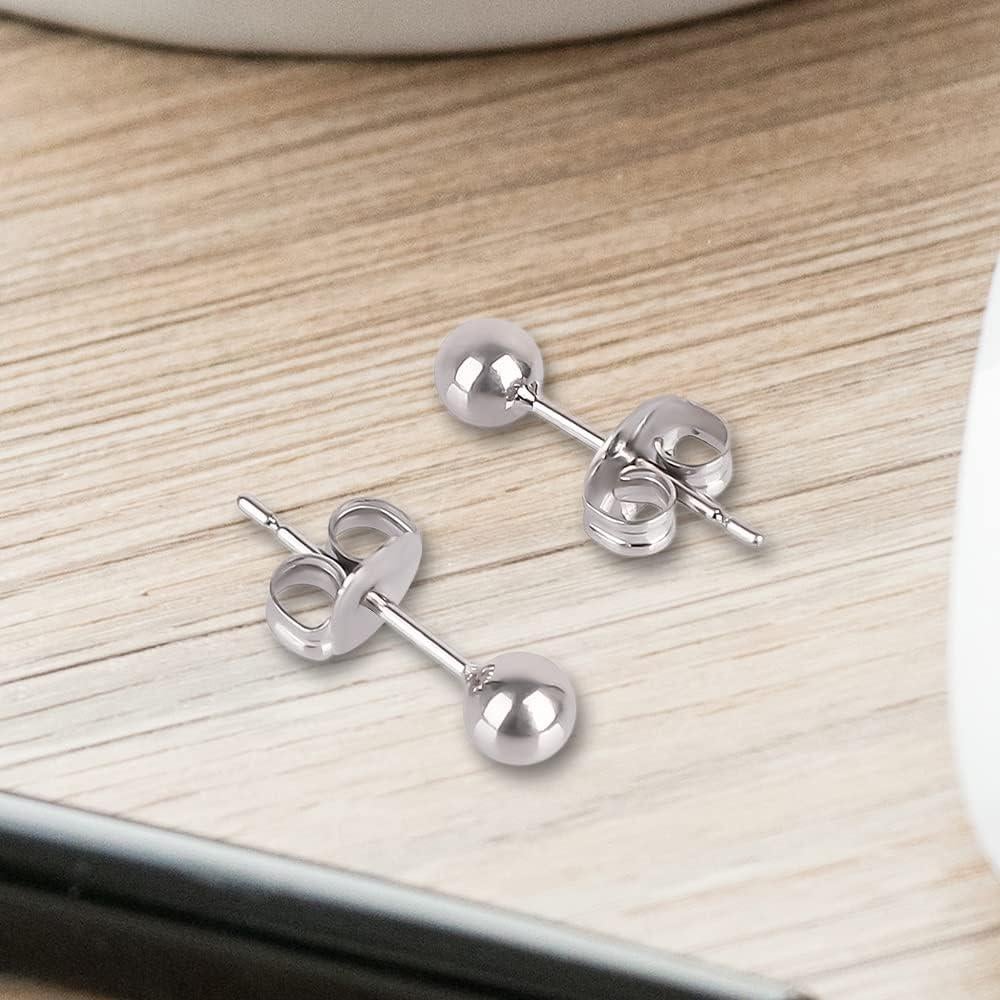 Pendientes de perno hipoalergénicos Titanio Huatiyu 4mm Gris