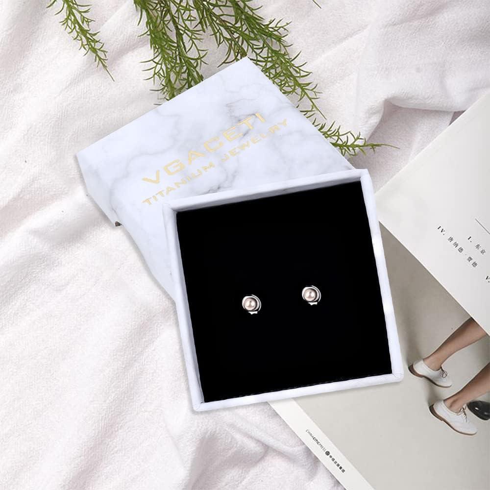 Pendientes de perno hipoalergénicos Titanio Huatiyu 4mm Gris