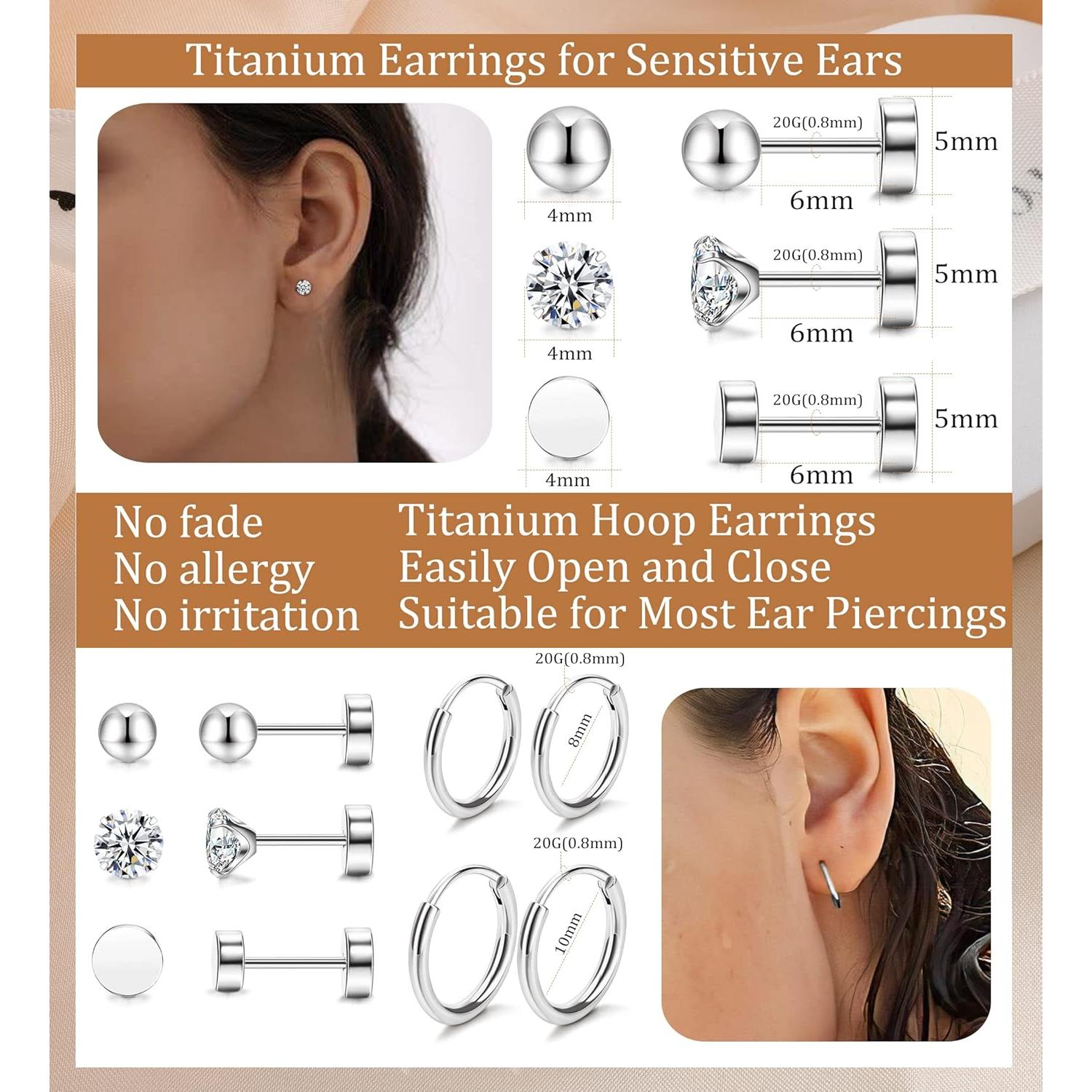 Set de 5 Pares Pendientes de Titanio Staligue para Mujeres