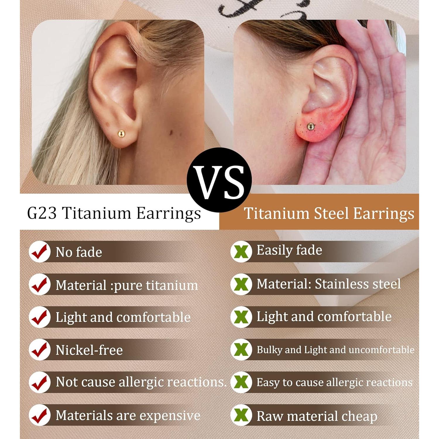 Set de 5 Pares Pendientes de Titanio Staligue para Mujeres