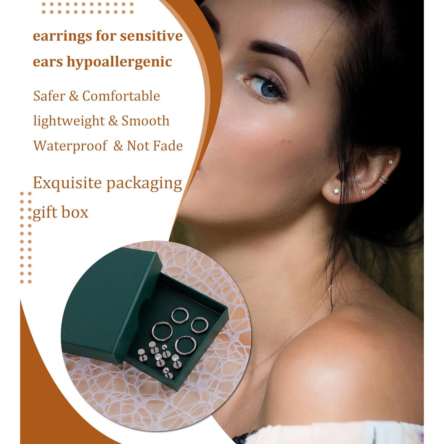 Set de 5 Pares Pendientes de Titanio Staligue para Mujeres