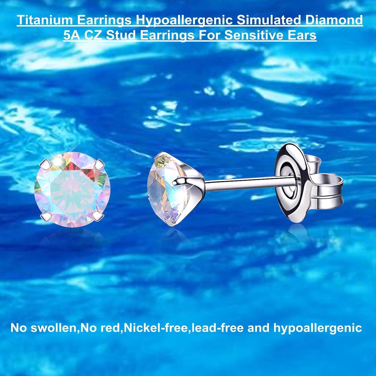 Pendientes de Titanio Hipoalergénicos 5mm Aurora Borealis