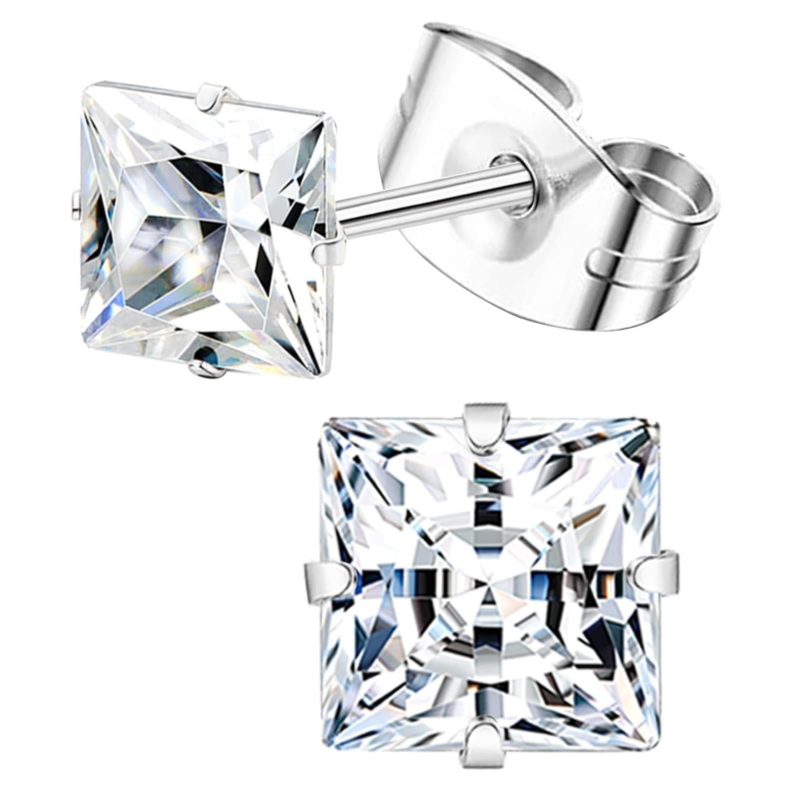 Pendientes de Titanio Hipoalergénicos MJust 20G con CZ y Ópalo