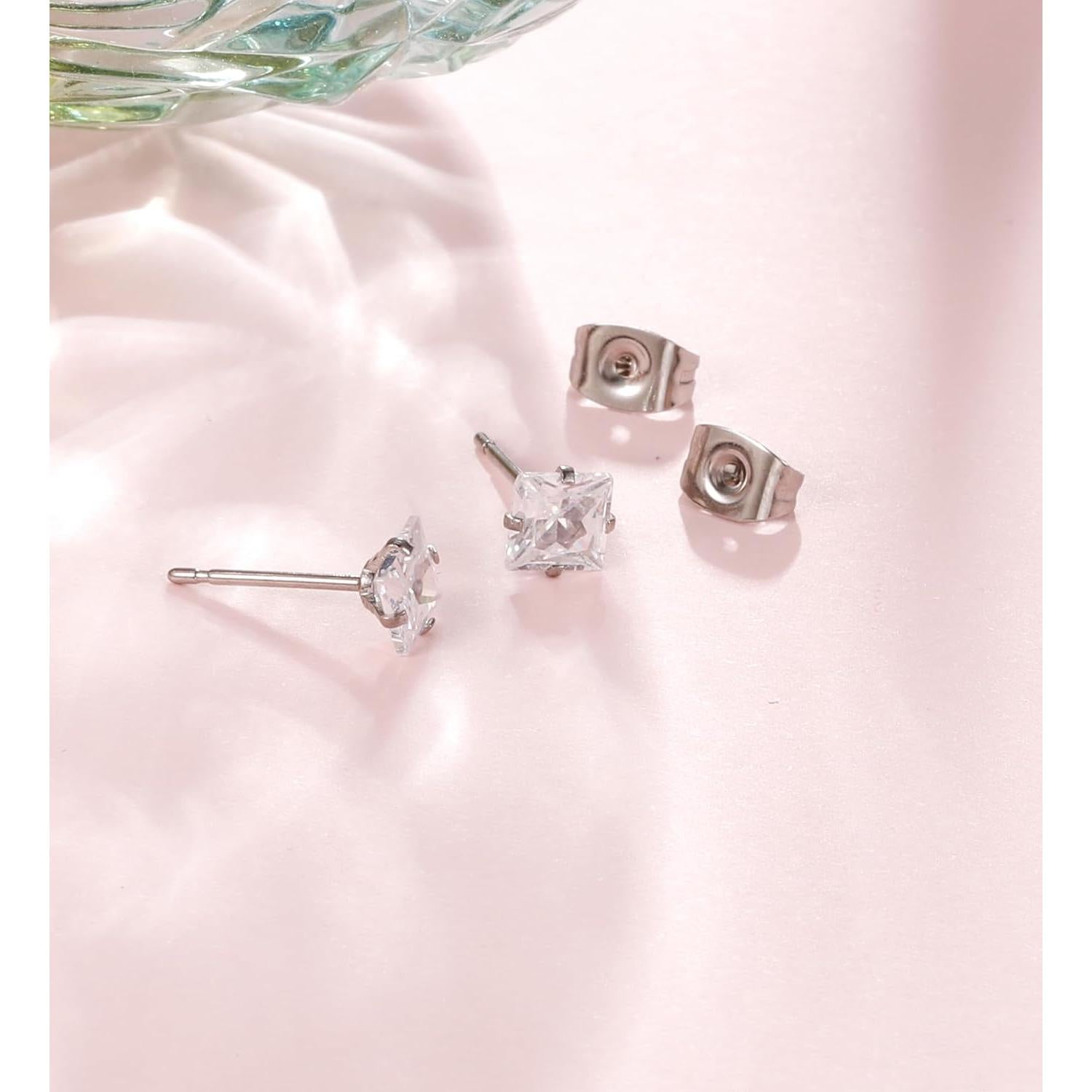 Pendientes de Titanio Hipoalergénicos MJust 20G con CZ y Ópalo