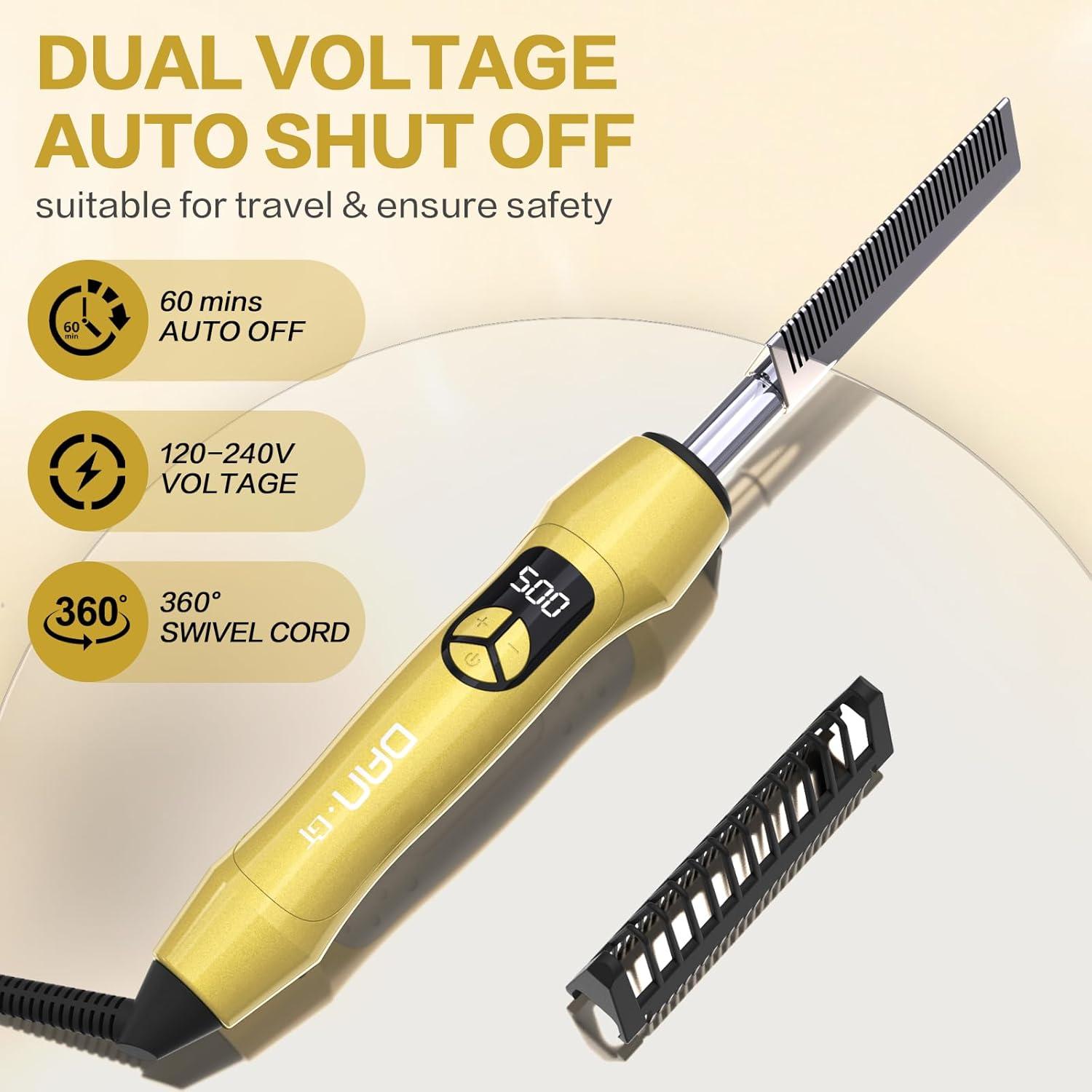 Peine Caliente Eléctrico Titanio DAN 2 en 1 Antideslizante