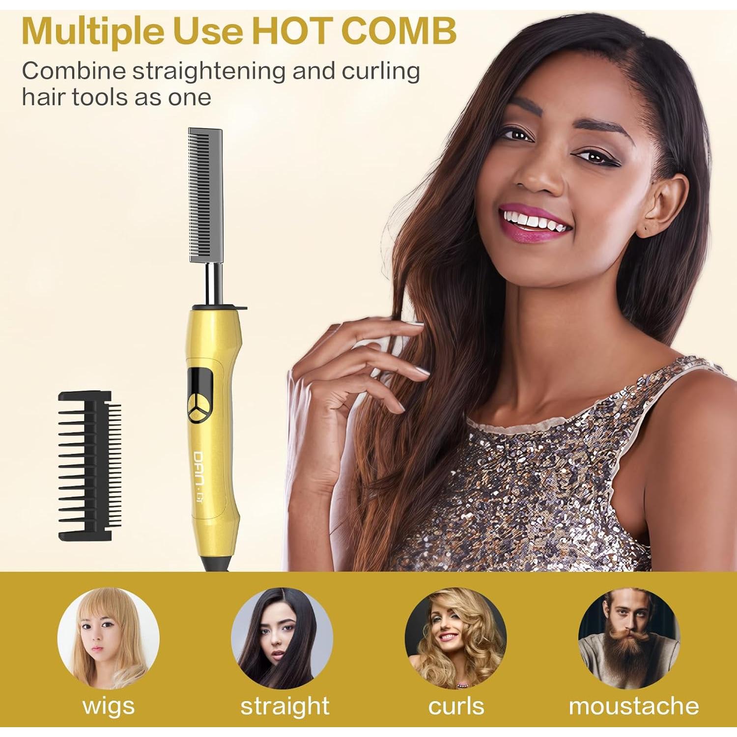 Peine Caliente Eléctrico Titanio DAN 2 en 1 Antideslizante