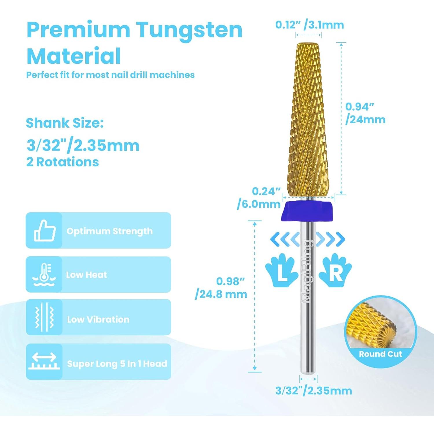 Broca de Taladro de Uñas Cónica MagiBling 24MDT 5 en 1