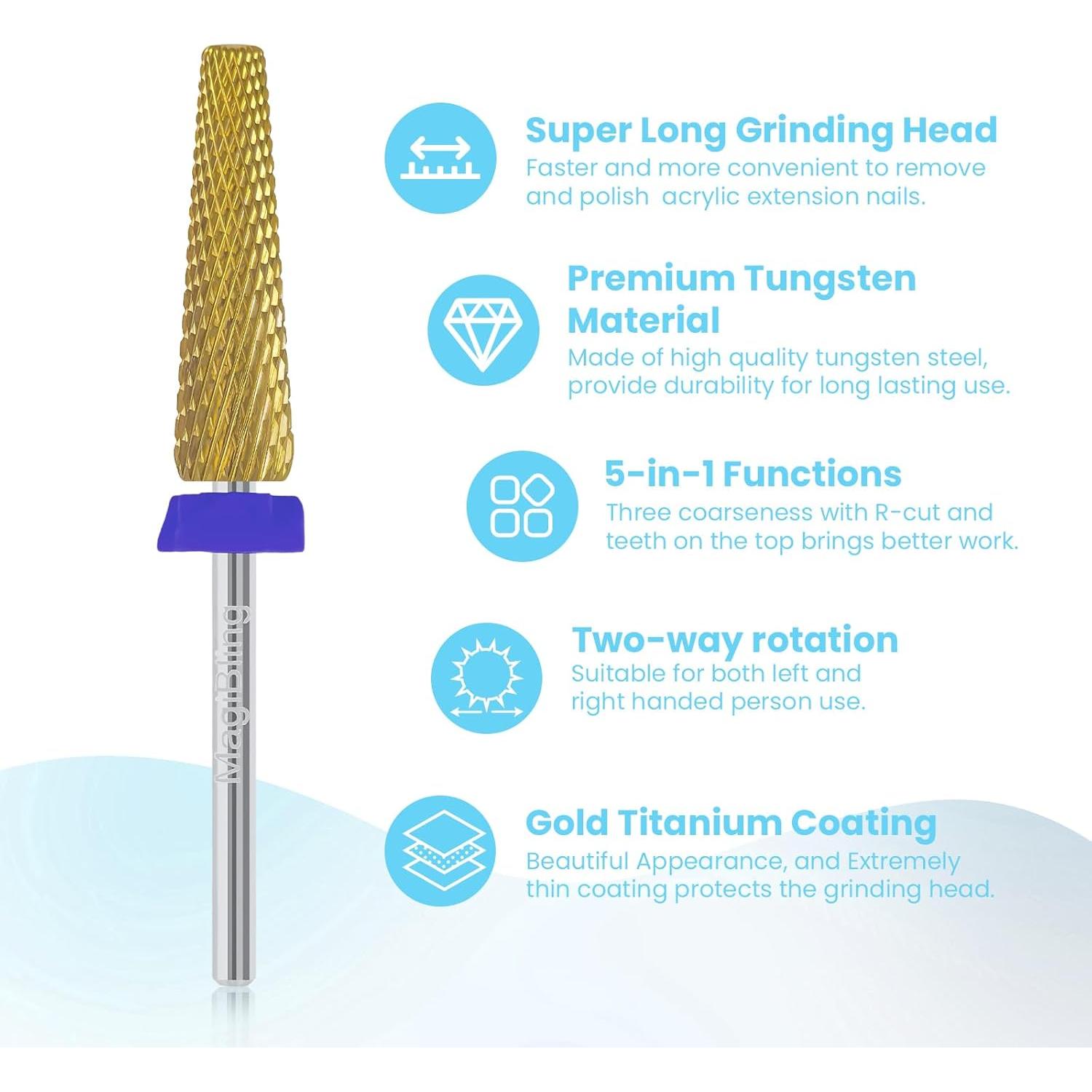 Broca de Taladro de Uñas Cónica MagiBling 24MDT 5 en 1