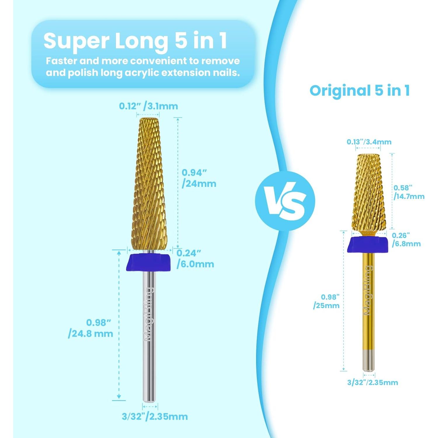Broca de Taladro de Uñas Cónica MagiBling 24MDT 5 en 1