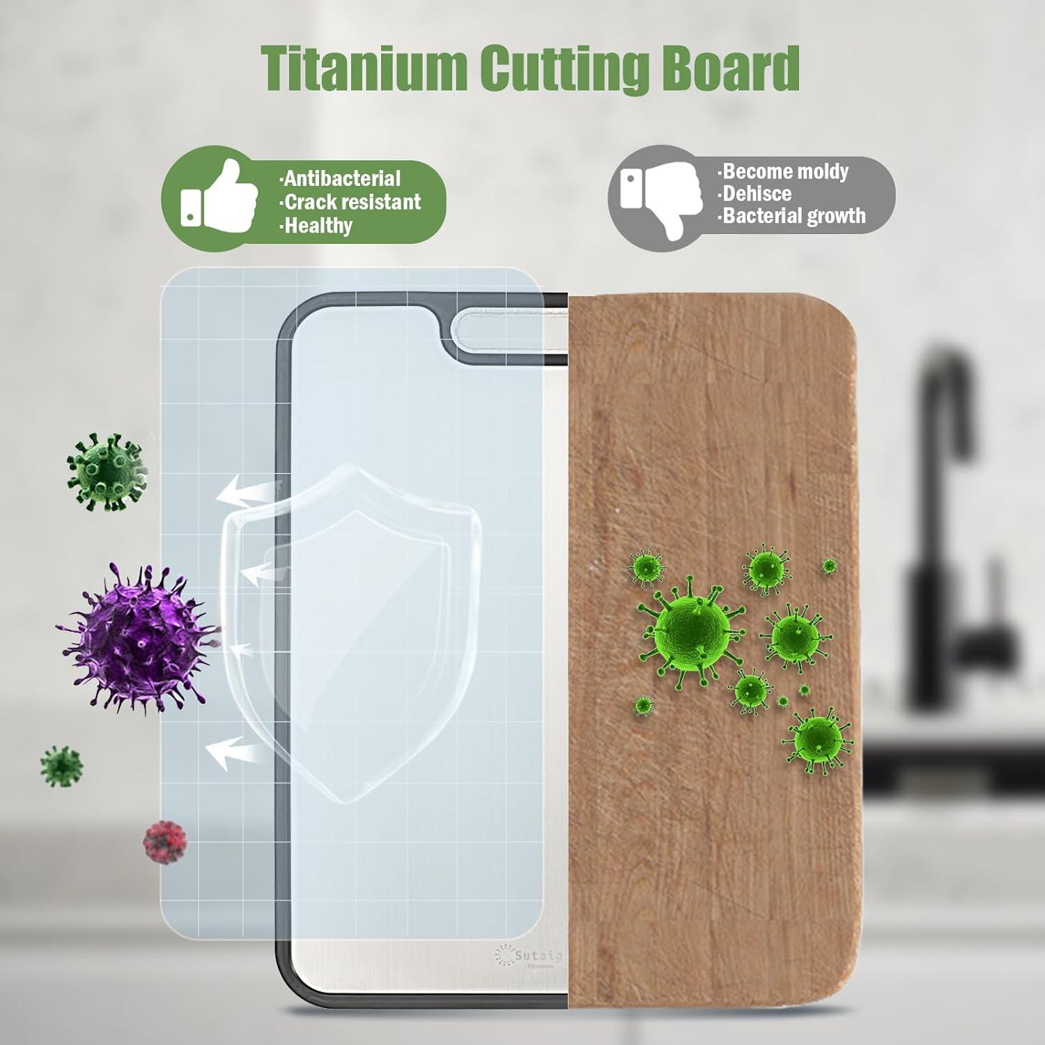 Tabla de Cortar Sutaig 45.7x30.5 cm Titanio y PP Antideslizante