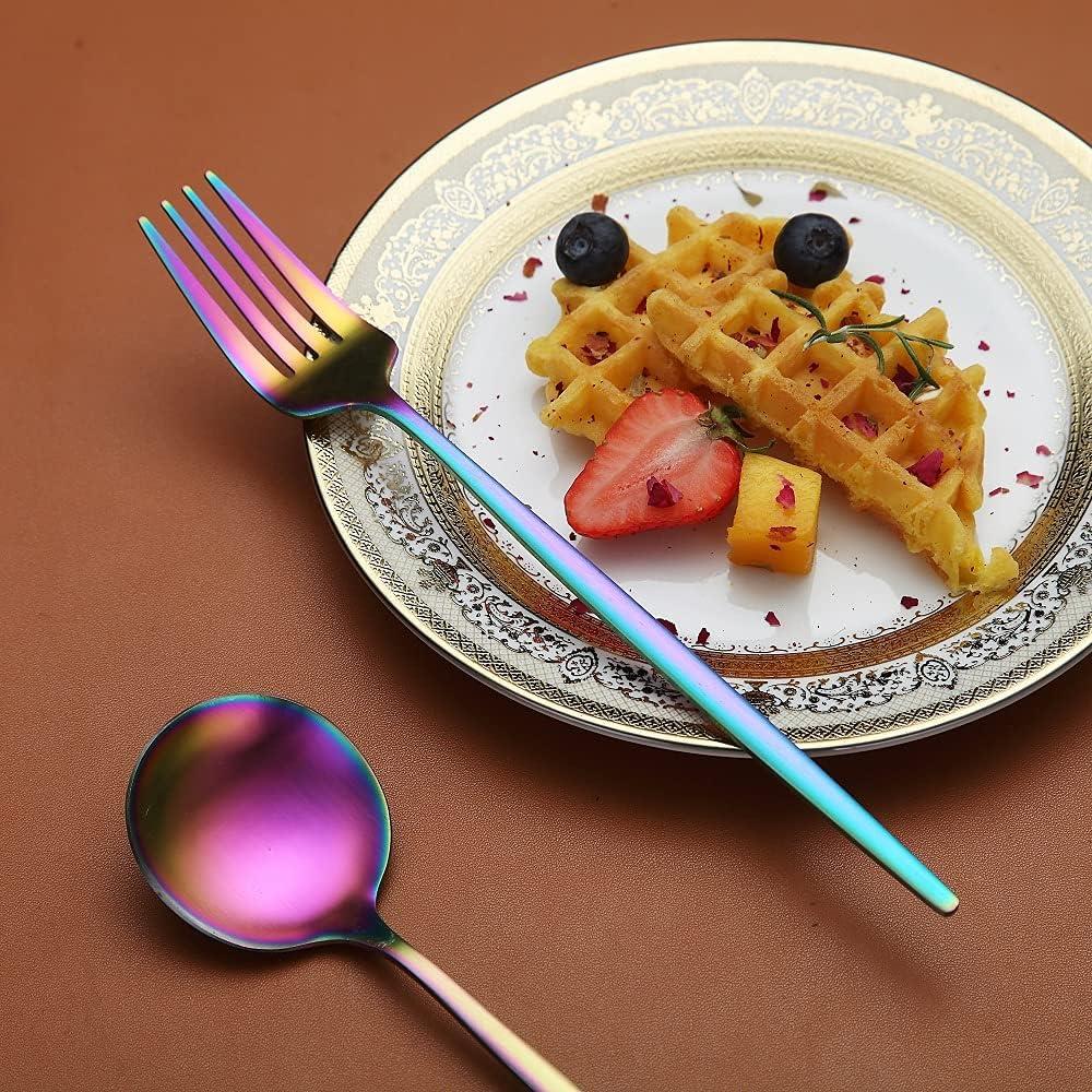 Juego de Cubiertos de Acero Inoxidable HOMQUEN 20 Piezas Mate Arcoíris