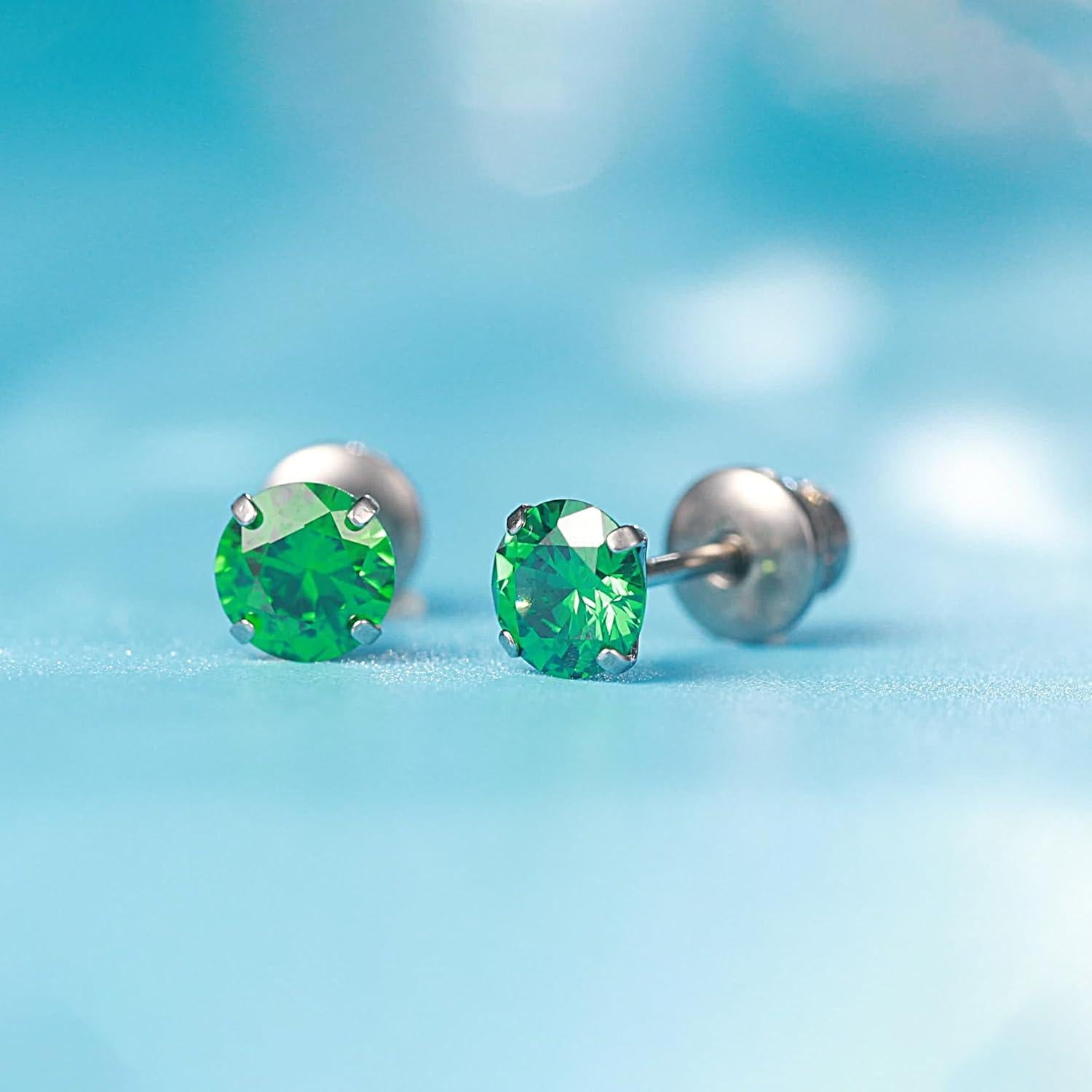 Pendientes de Titanio Hipoalergénicos Limerencia 5mm con Respaldo de Tornillo