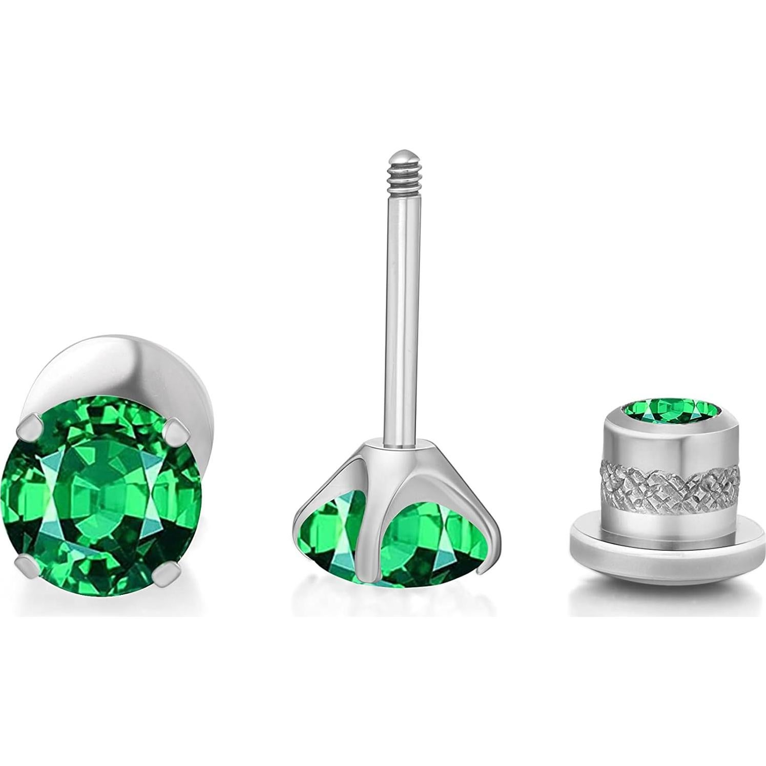 Pendientes de Titanio Hipoalergénicos Limerencia 5mm con Respaldo de Tornillo