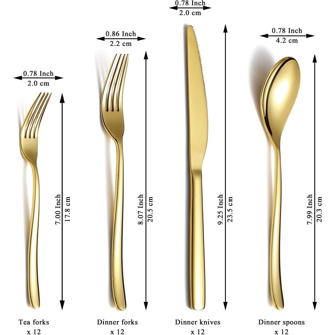 Juego de Cubiertos Berglander Oro 48 Piezas Acero Inoxidable