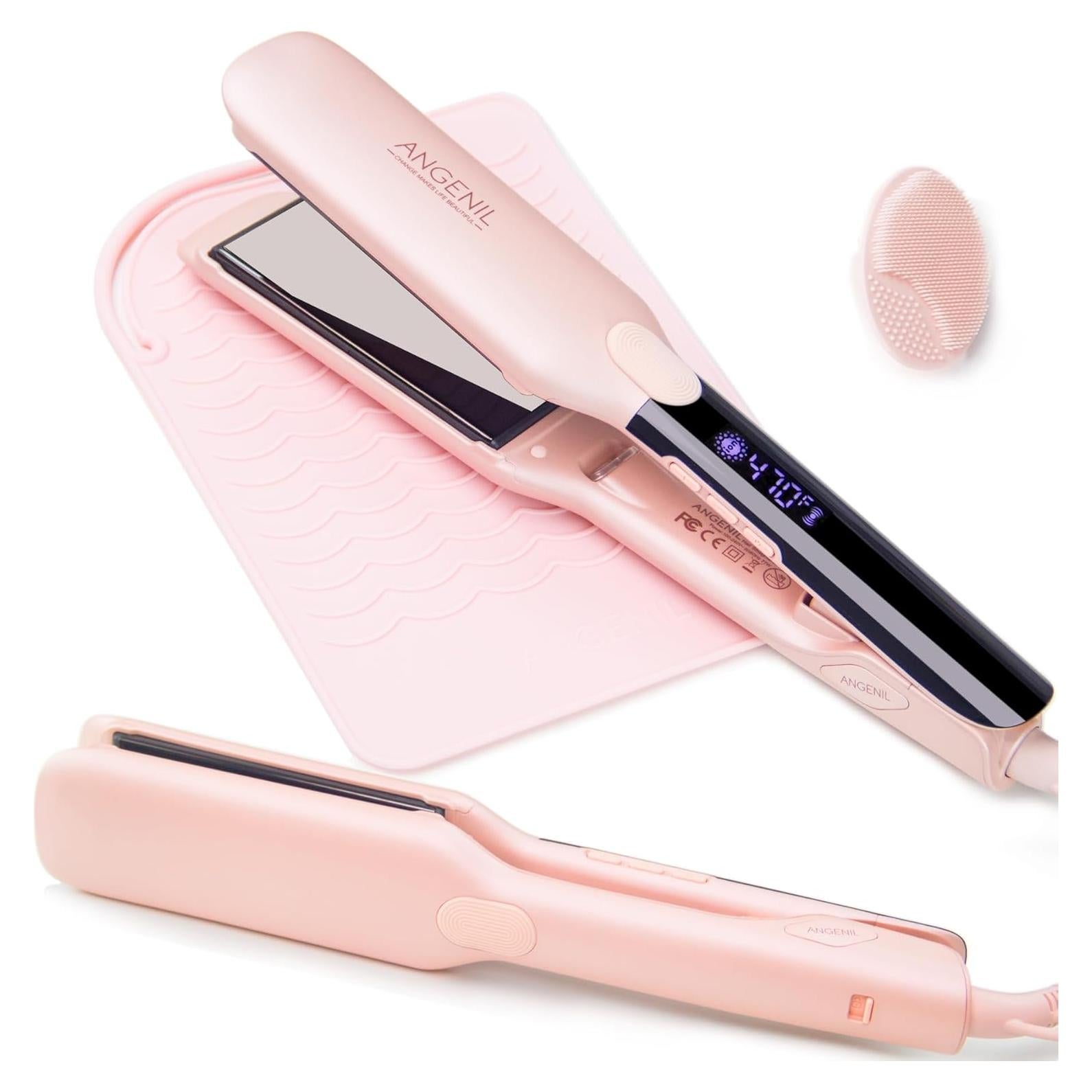 Plancha de Cabello Profesional Angenil 1.75" Titanio 2 en 1