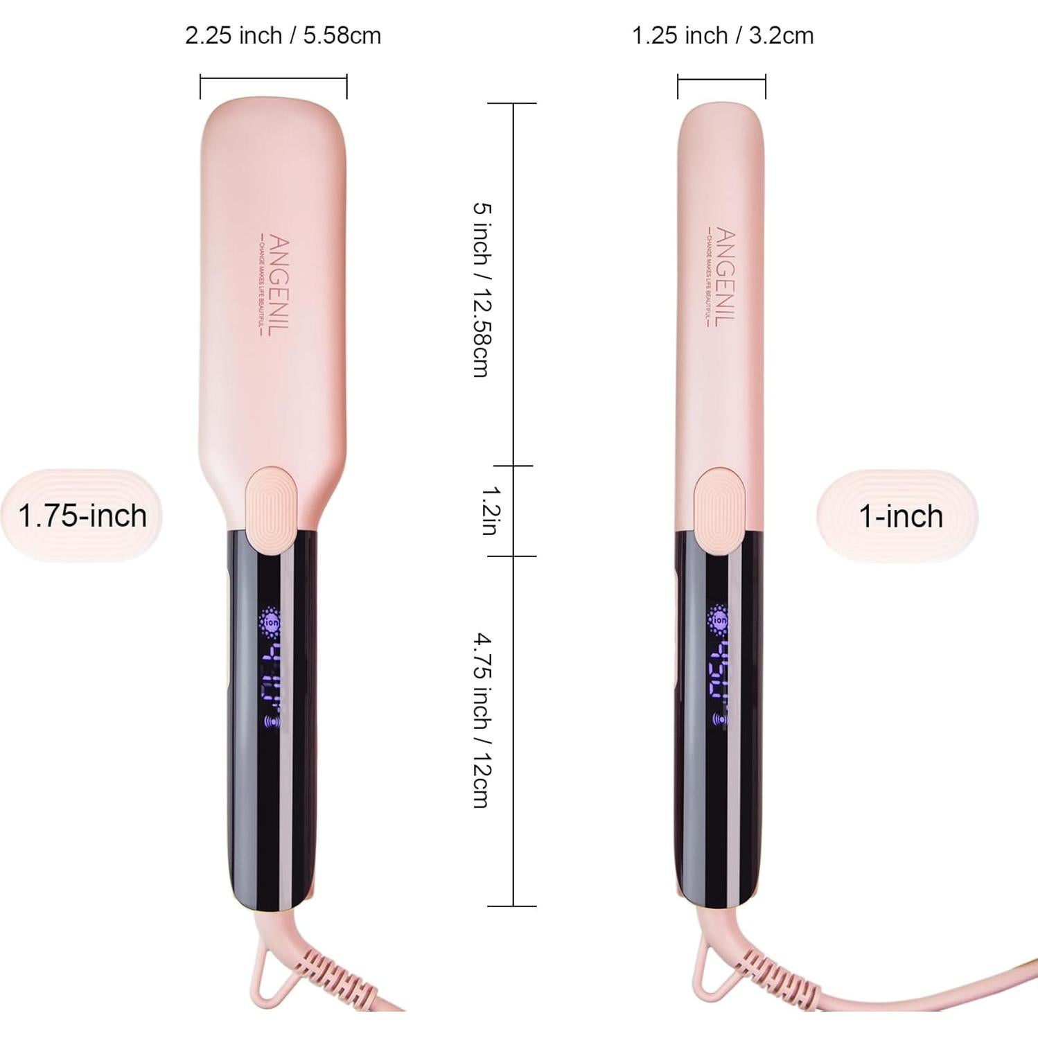 Plancha de Cabello Profesional Angenil 1.75" Titanio 2 en 1