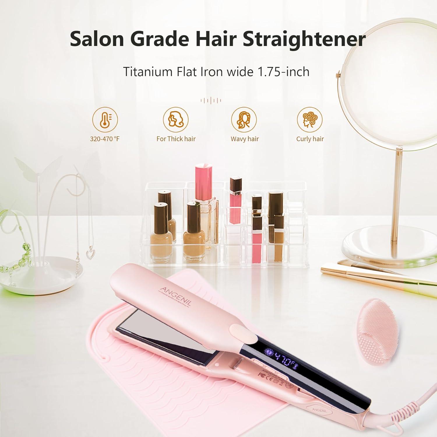 Plancha de Cabello Profesional Angenil 1.75" Titanio 2 en 1